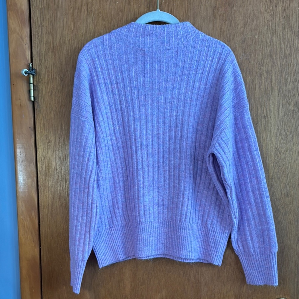 LOFT Lavender short Cowl Neck Sweater Sz M - Picture 6 of 8